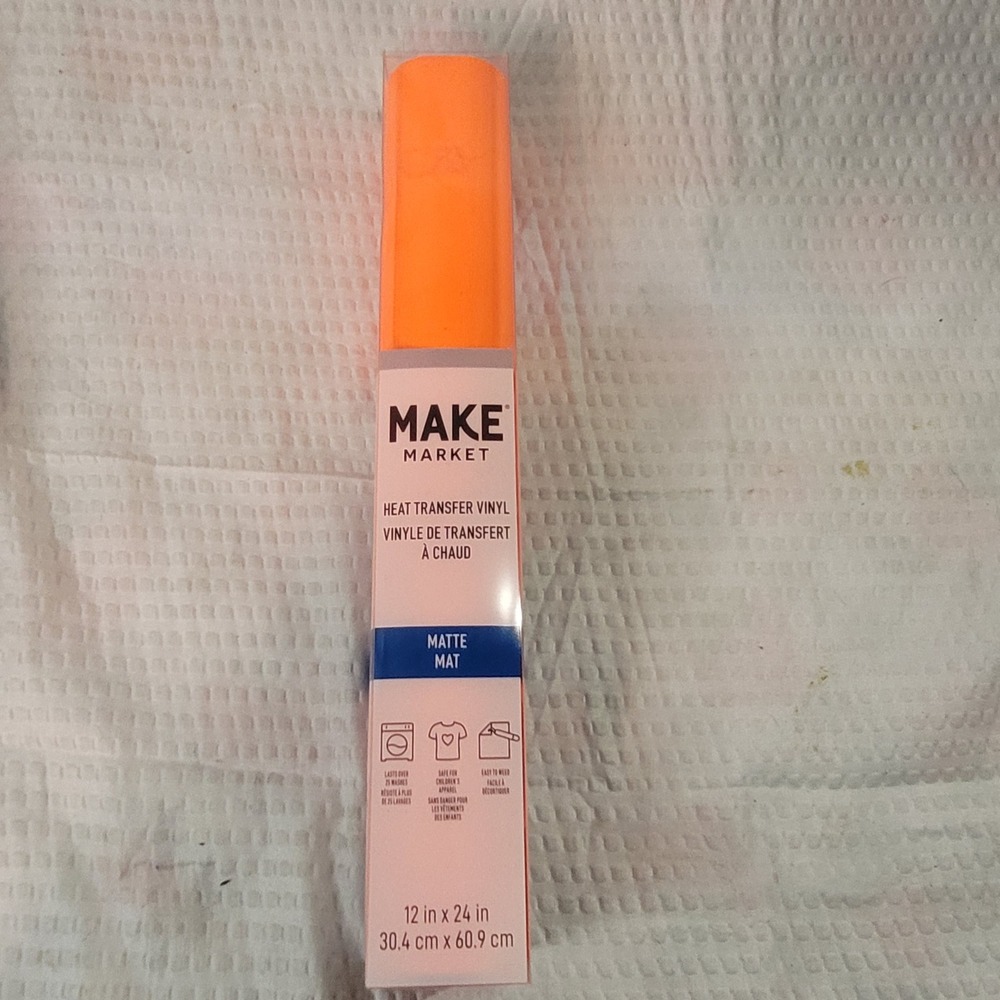 Make Market Atomic Orange Matte Heat Transfer Vinyl‎ HTV Roll 12in x 24in NEW